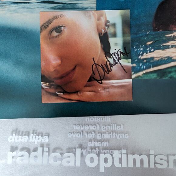 Dua Lipa Vinyl Hand Signed Insert Radical Optimism New Autograph Blue And White - Picture 2 of 11